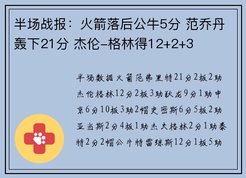 半场战报：火箭落后公牛5分 范乔丹轰下21分 杰伦-格林得12+2+3