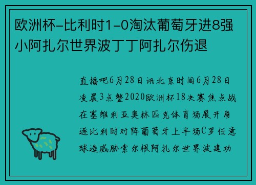 欧洲杯-比利时1-0淘汰葡萄牙进8强 小阿扎尔世界波丁丁阿扎尔伤退